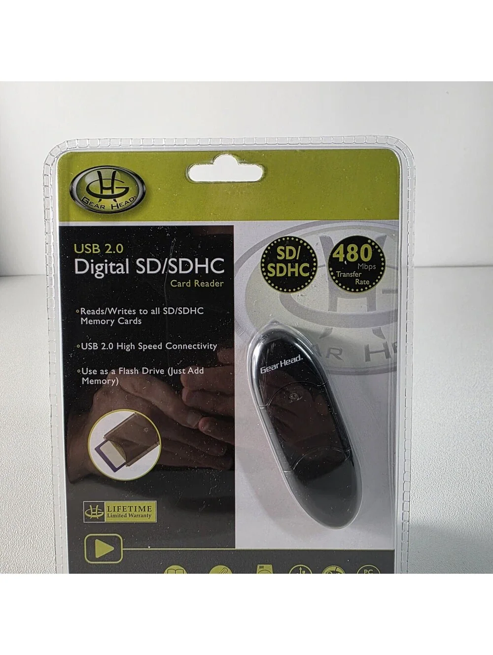 GearHead USB Digital SD/SDHC Card Reader - 480Mbps CR3800SDBLK - NEW